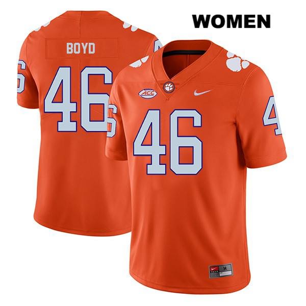 Women's Clemson Tigers #46 John Boyd Stitched Orange Legend Authentic Nike NCAA College Football Jersey LVY7046SD